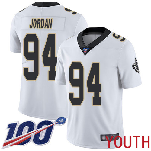 New Orleans Saints Limited White Youth Cameron Jordan Road Jersey NFL Football #94 100th Season Vapor Untouchable Jersey->youth nfl jersey->Youth Jersey